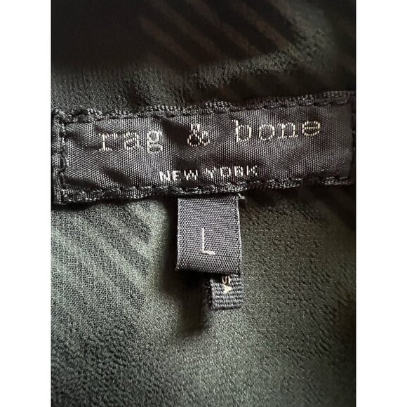 Rag & Bone silk forest green cream houndstooth plaid sheer sleeveless blouse L - Picture 5 of 11
